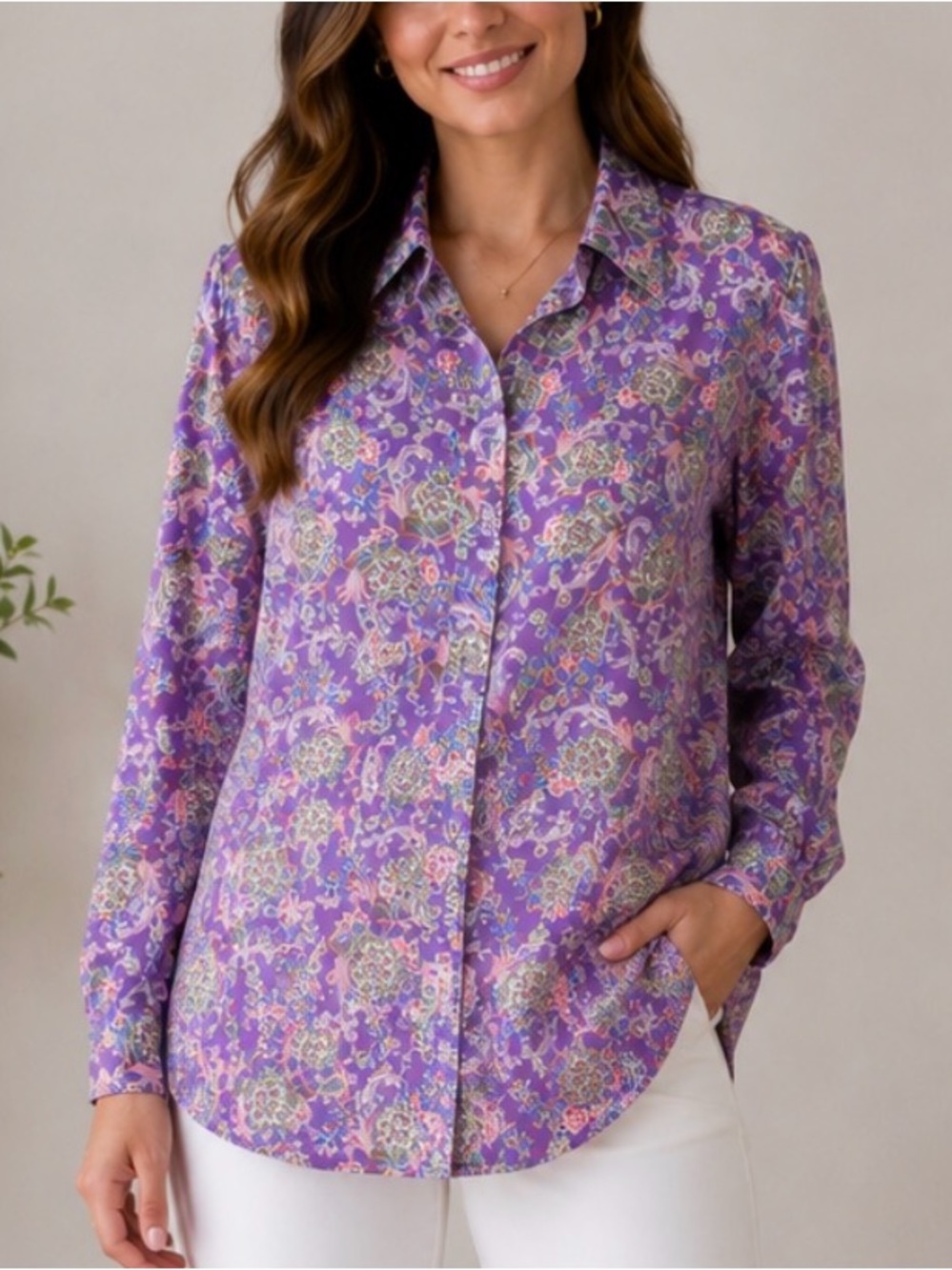 Ralph Lauren Lavender Floral Button-Down Shirt